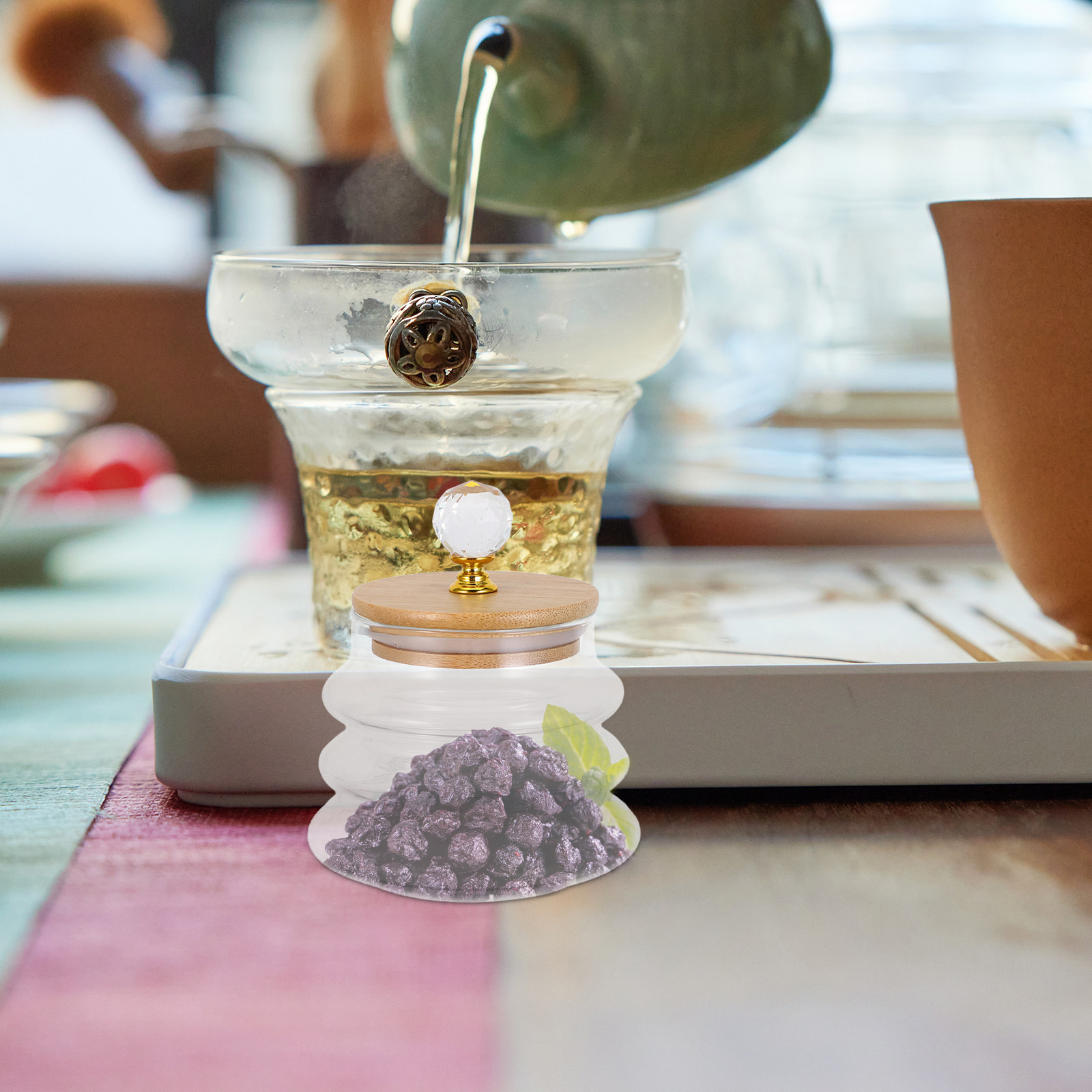 Coffee Tea Bean Leaf - Pot de conservation en verre transparent