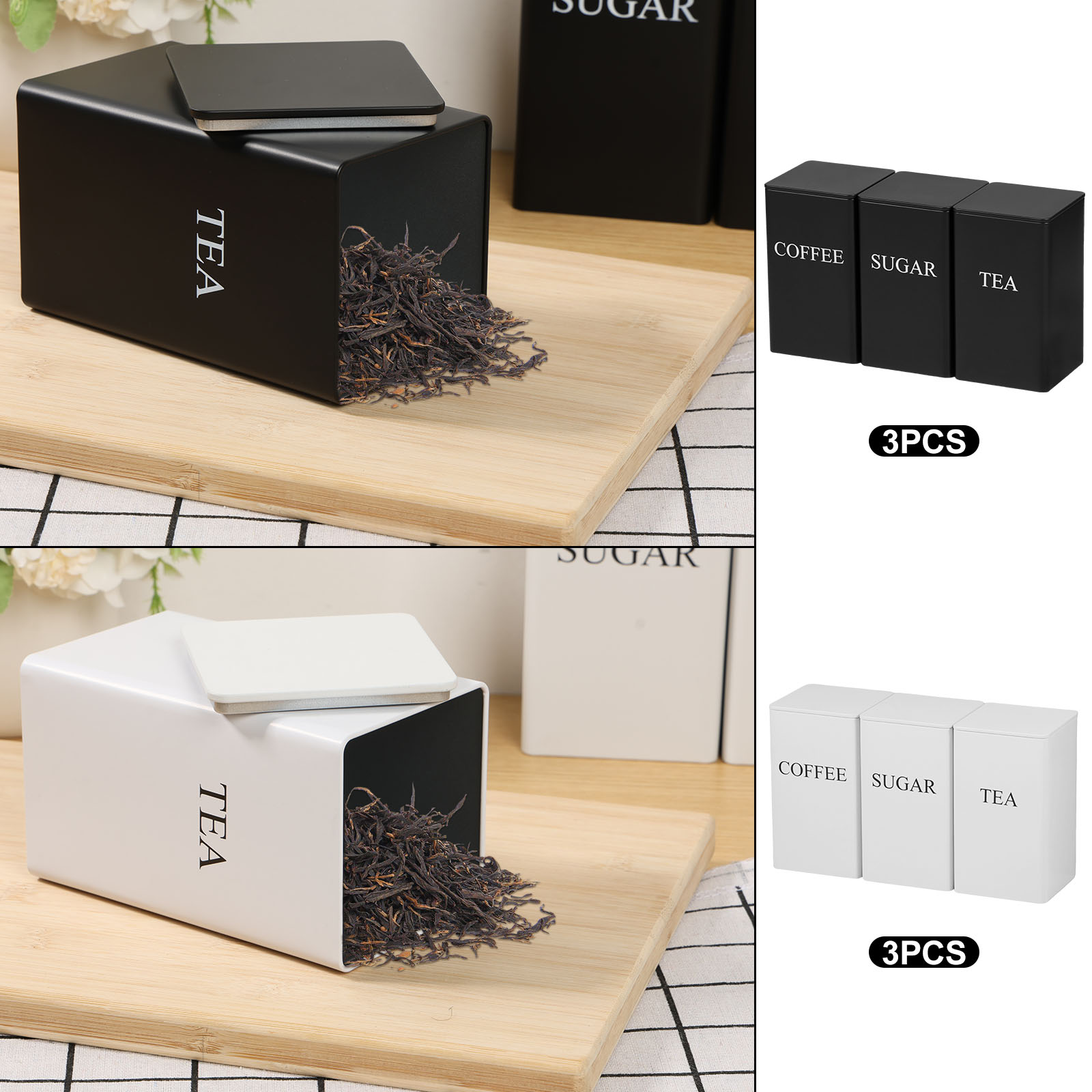 3 pièces boîtes de stockage de - Coffee Tea Sugar Container Set avis et prix