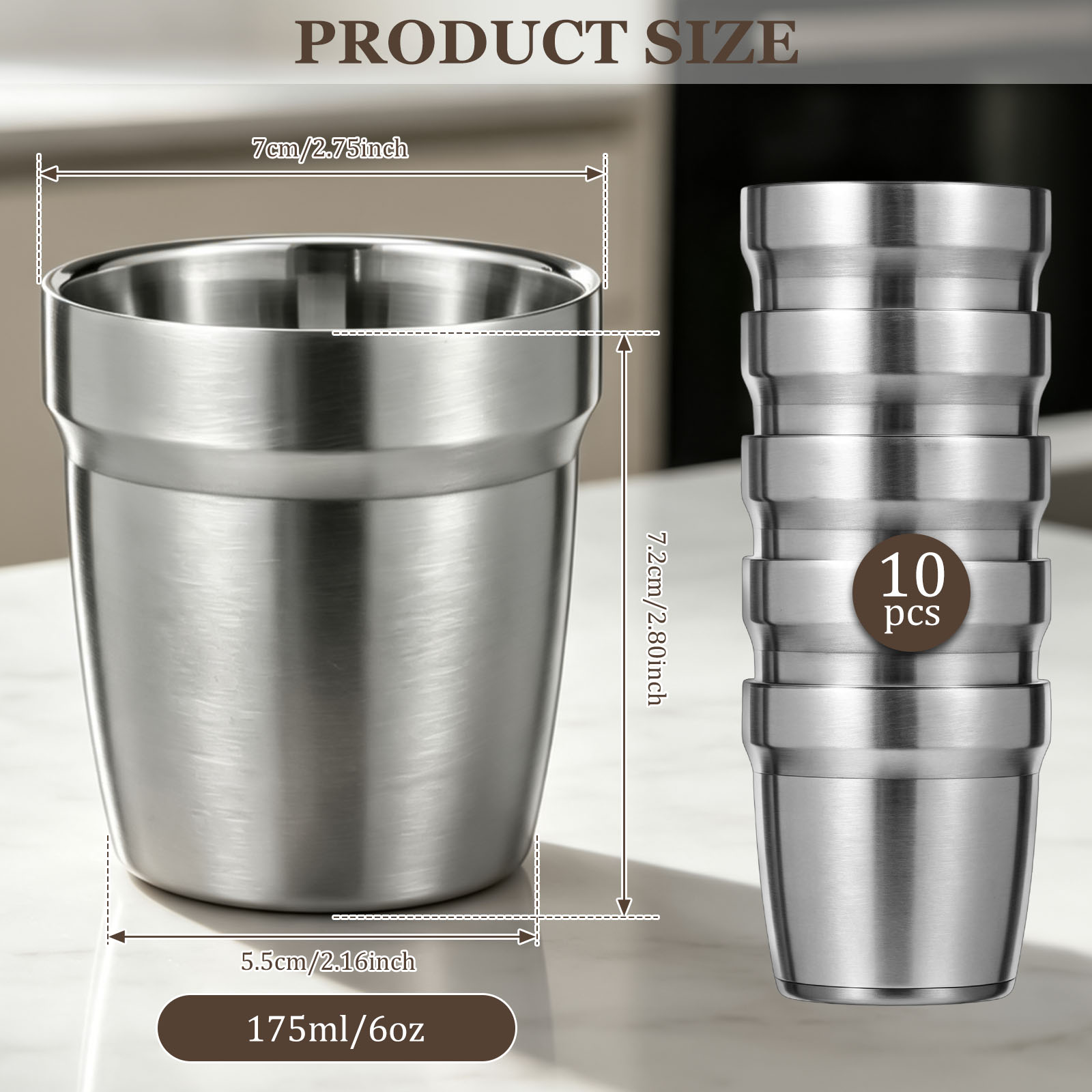 5/10 tasses empilables en acie - Double Wall Mug avis et prix