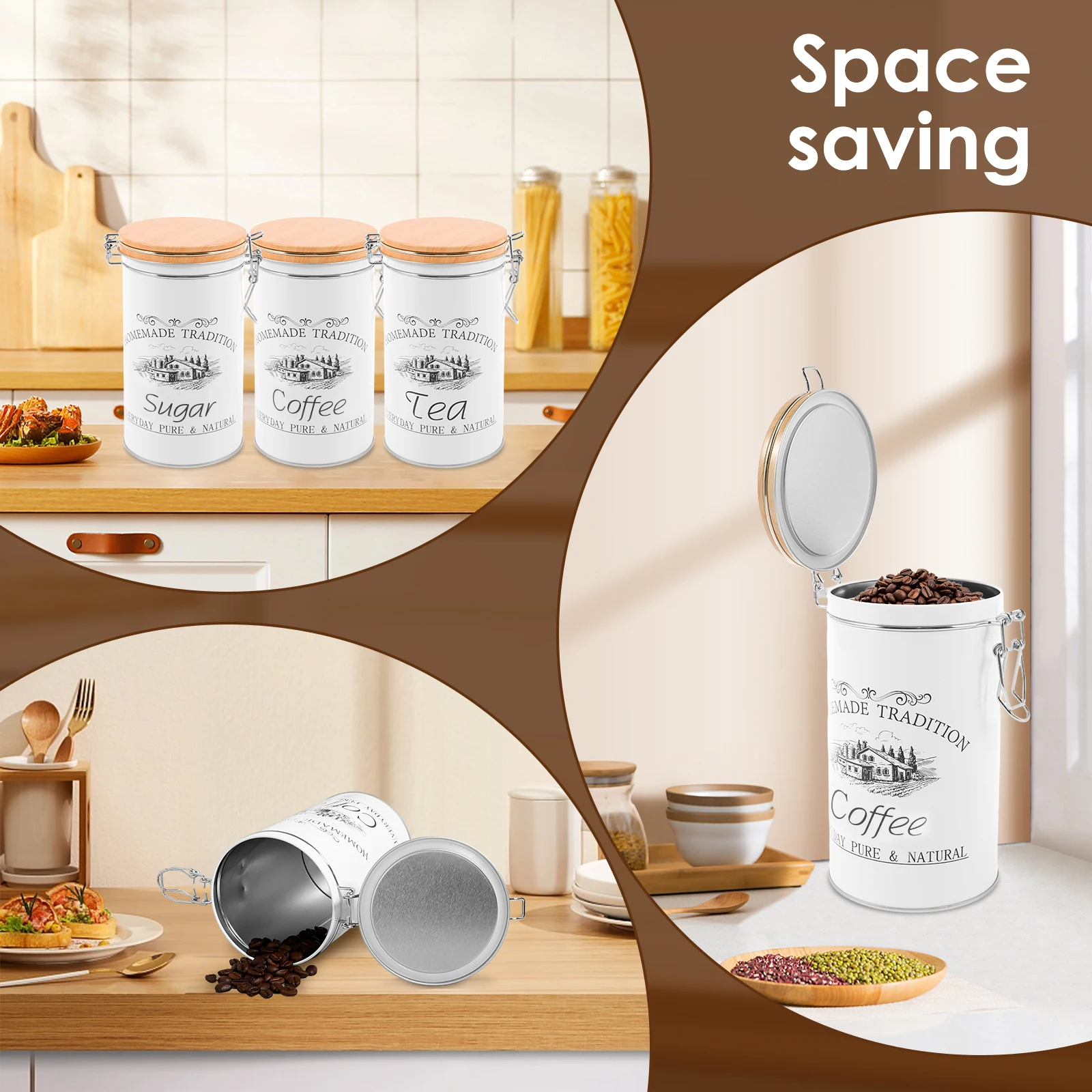 Lot de 3 boîtes à thé, café et - Coffee Tea And Sugar Canister Set avis et prix