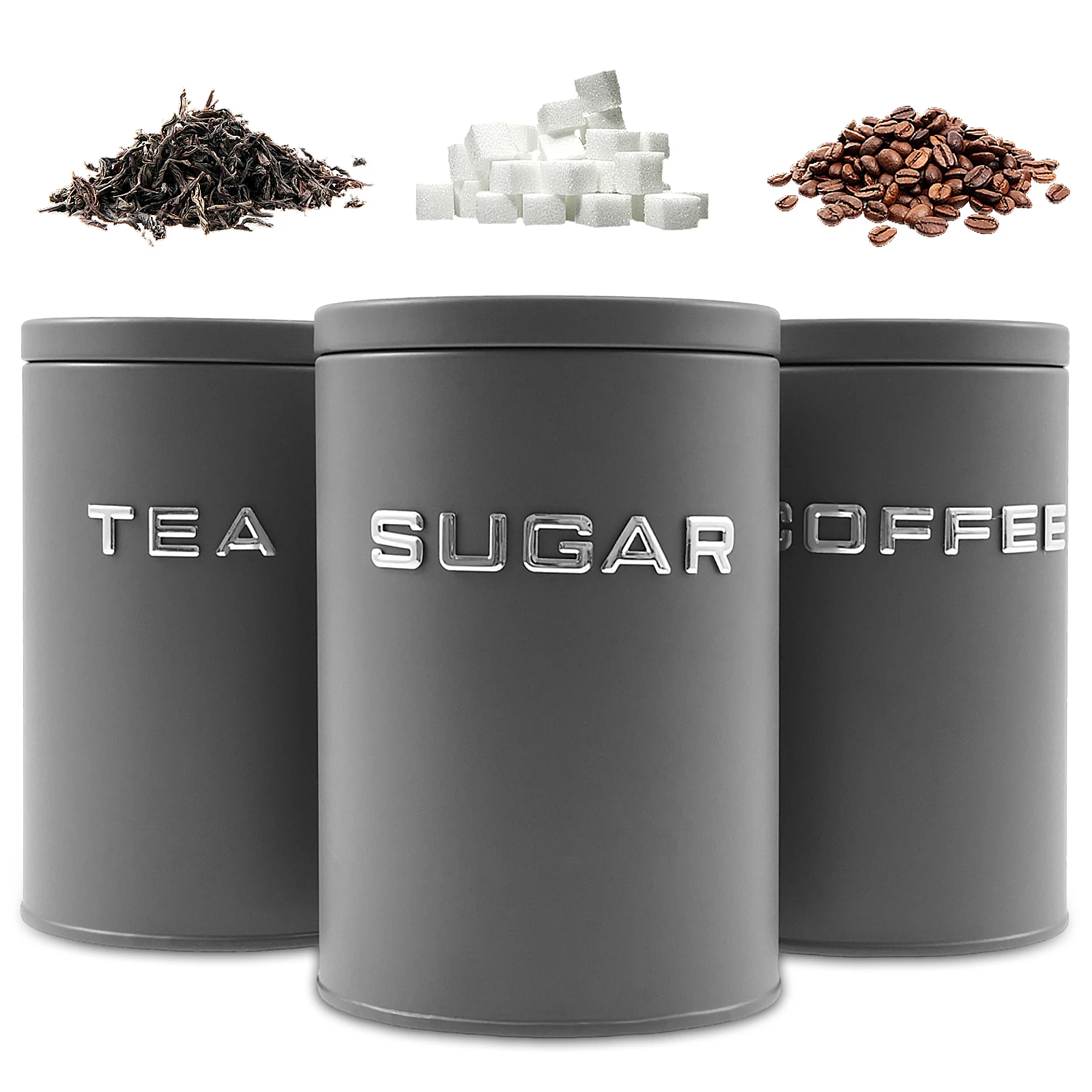 Pot rond en métal pour thé, ca - Coffee Tea Sugar Container Set avis et prix
