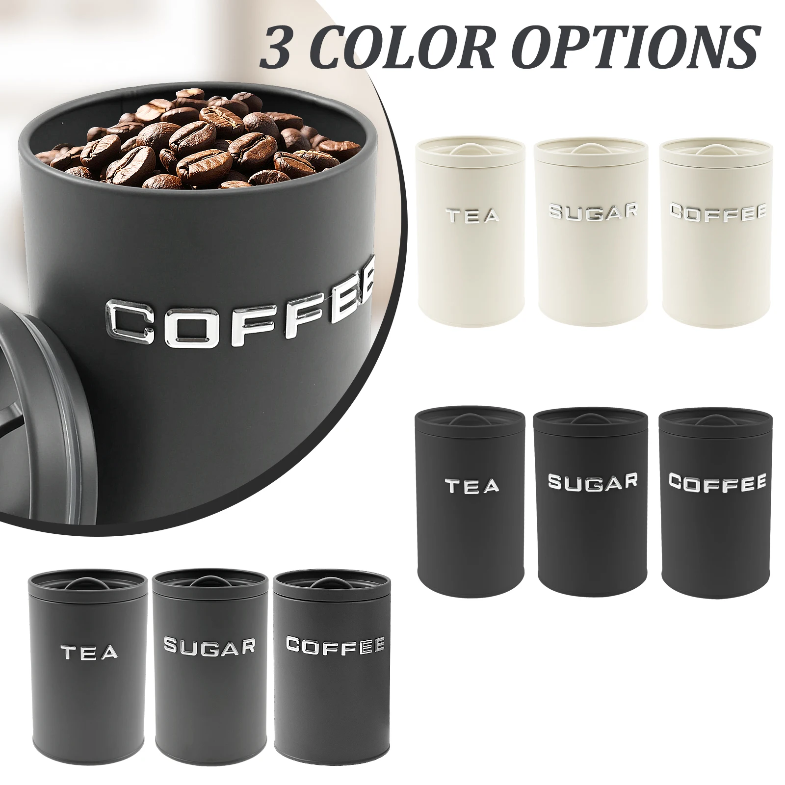 Pot rond en métal pour thé, ca - Coffee Tea Sugar Container Set avis et prix