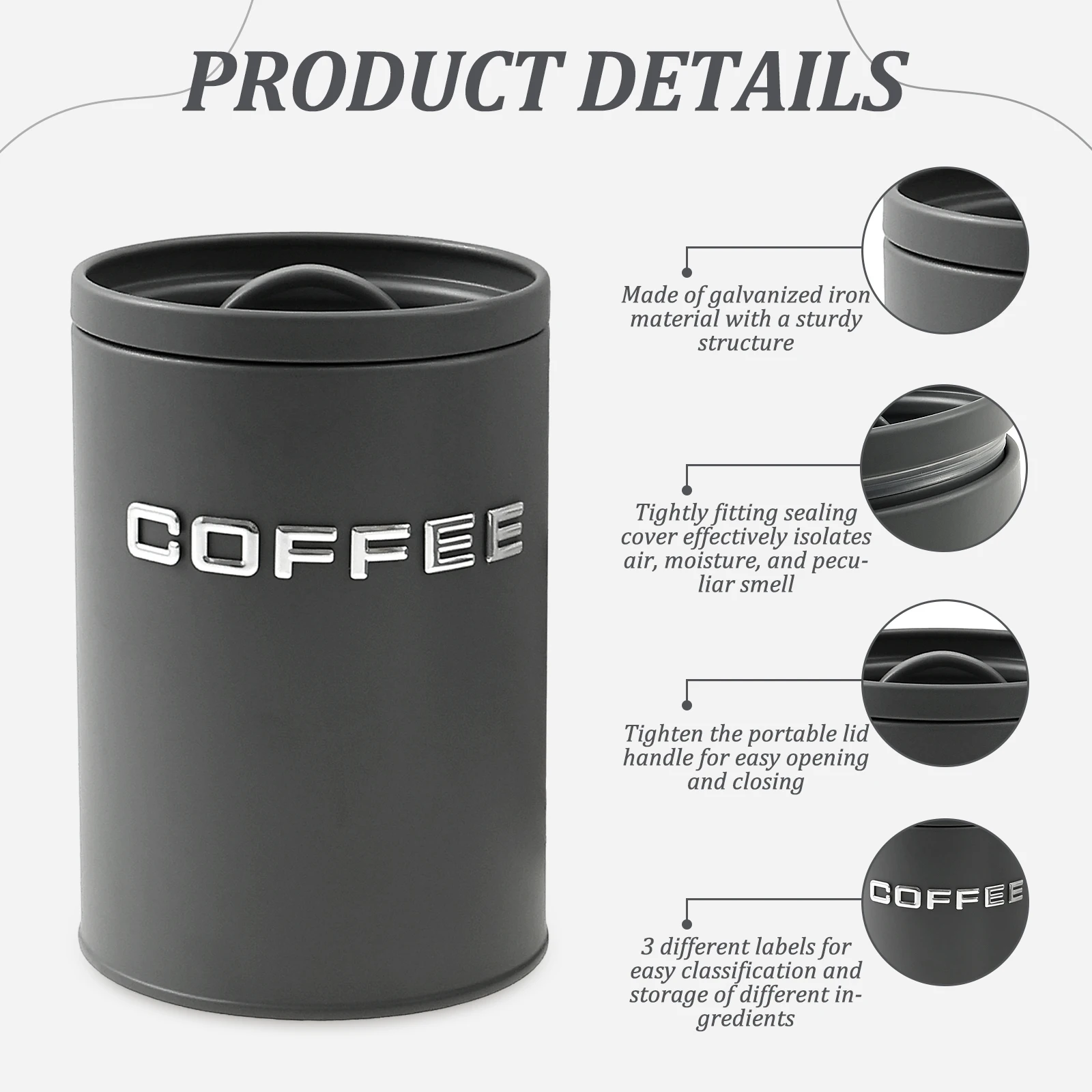 Pot rond en métal pour thé, ca - Coffee Tea Sugar Container Set avis et prix